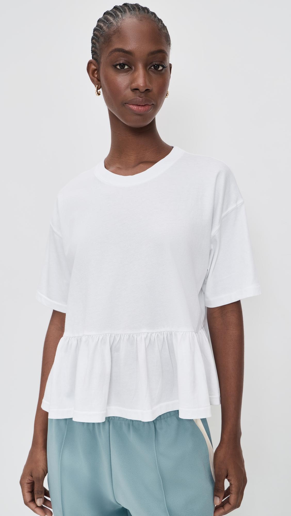 The Oversized Ruffle Peplum Tee by THE GREAT