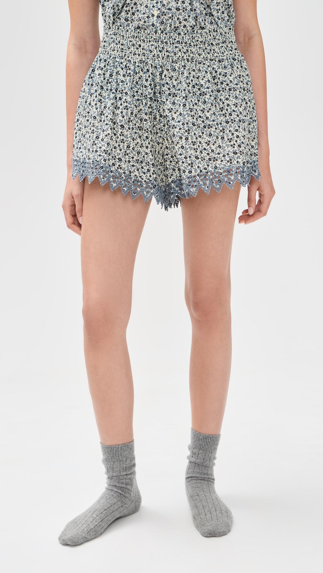 The Smocked Eyelet Shorts by THE GREAT