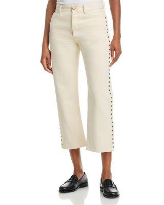 The Studded Wayne Jeans in Natural by THE GREAT