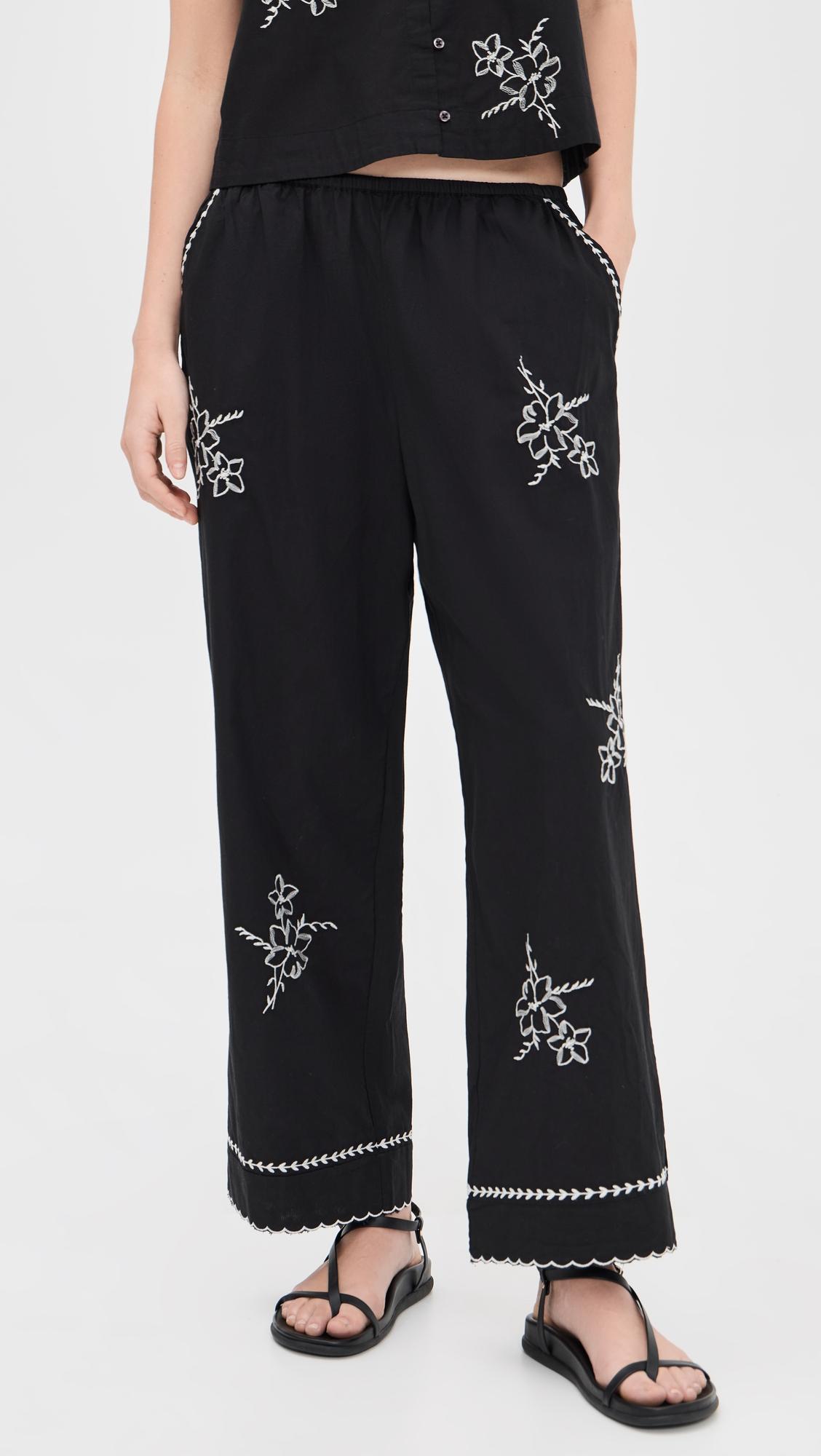 The Weekend Hanky Embroidery Pants by THE GREAT