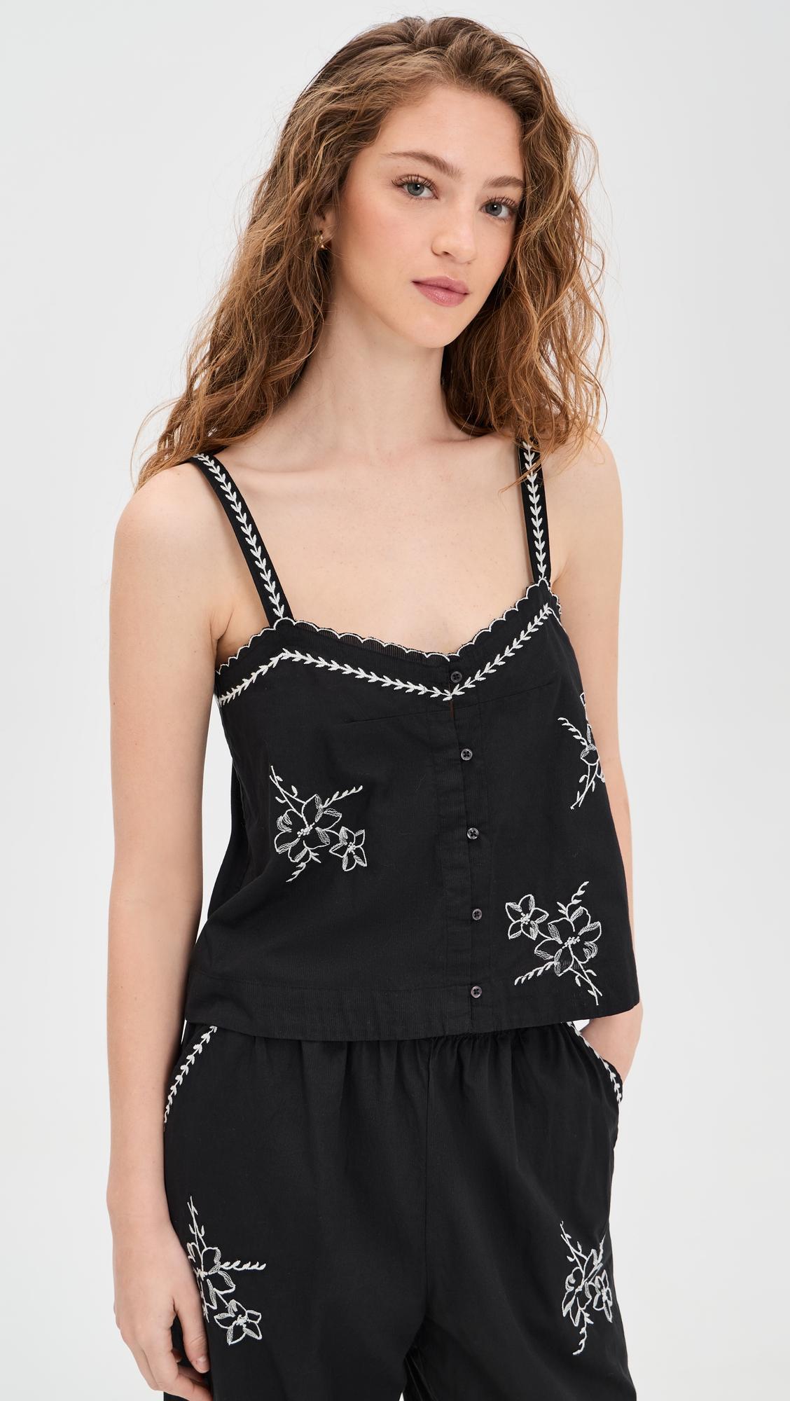 The Weekend Tank with Hanky Embroidery by THE GREAT