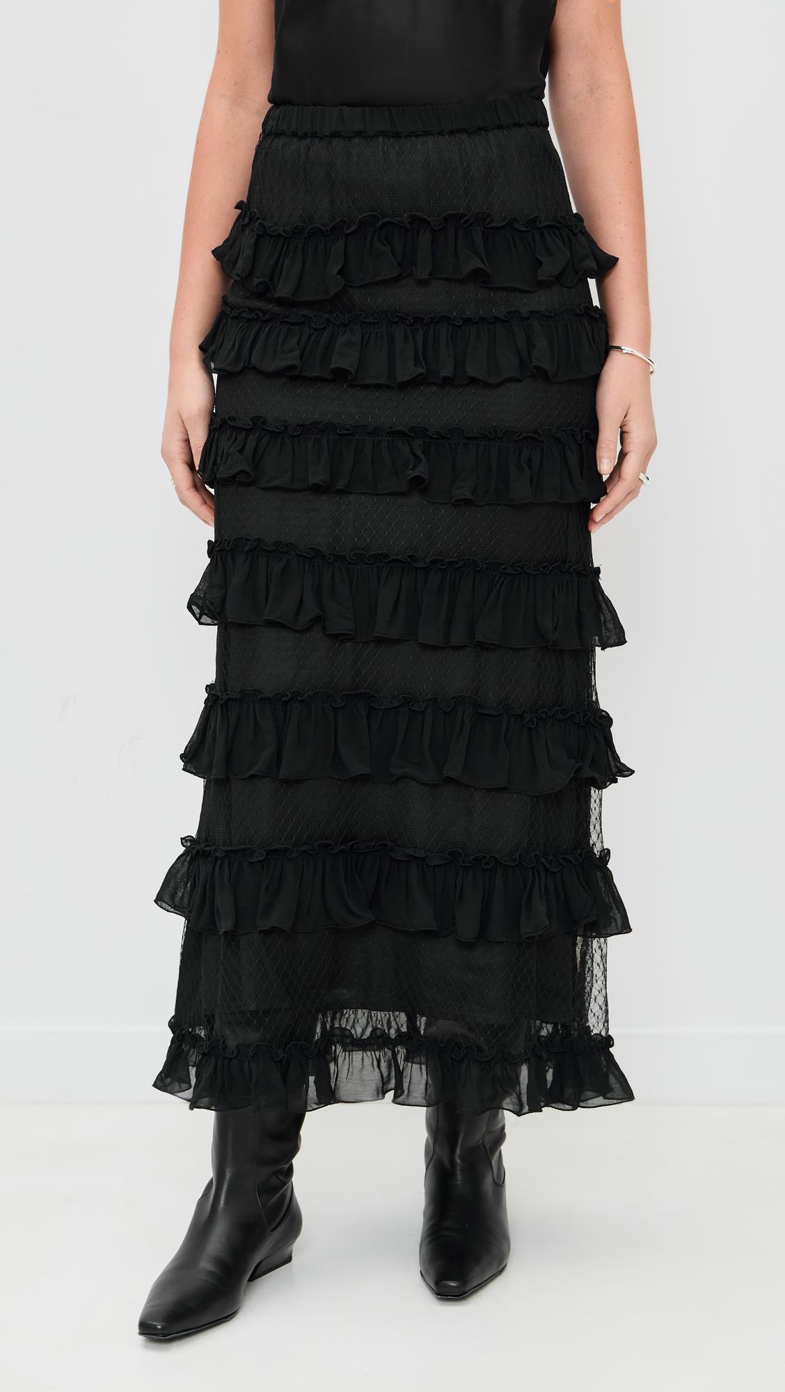 The Winter Mesh Flounce Skirt by THE GREAT