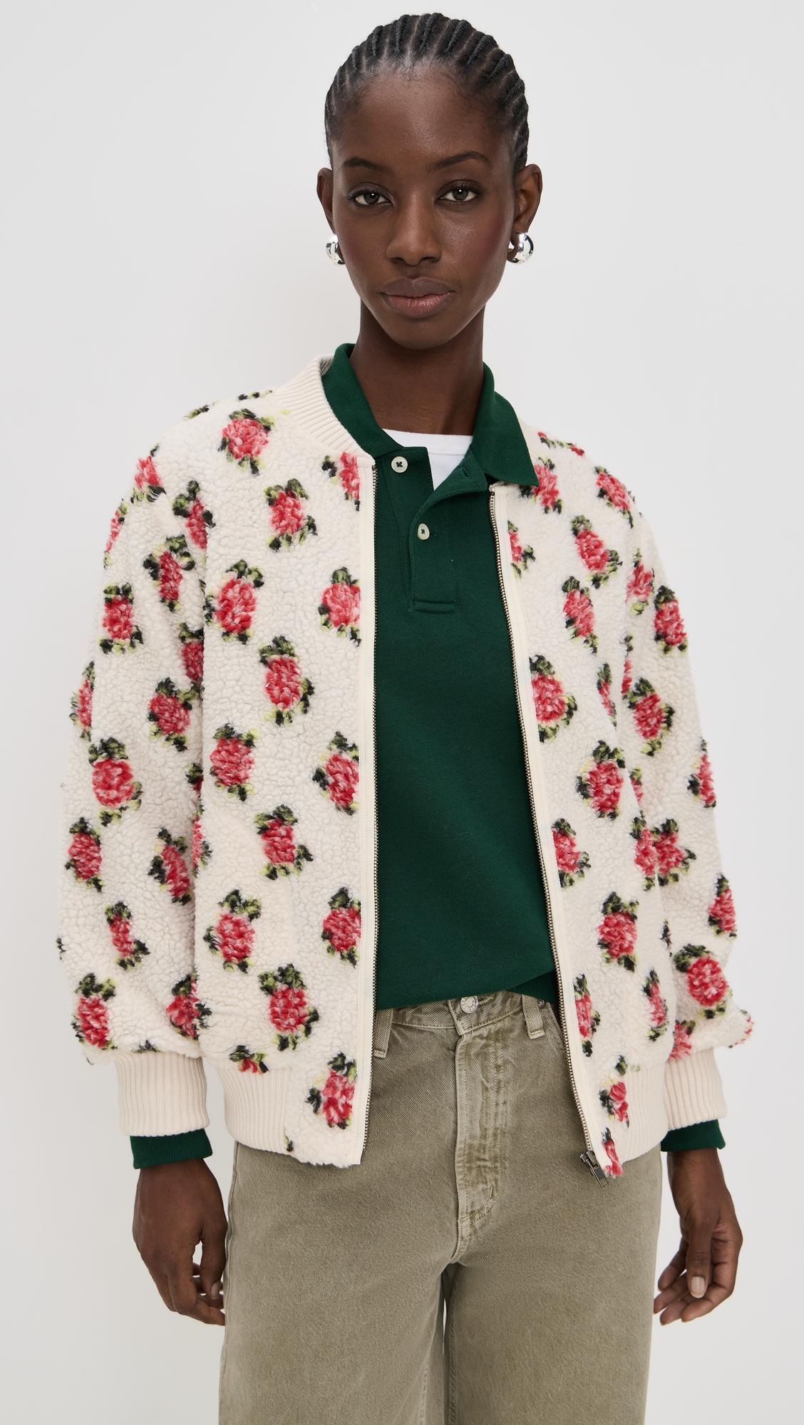 The Zip Front Plush Bomber Jacket by THE GREAT