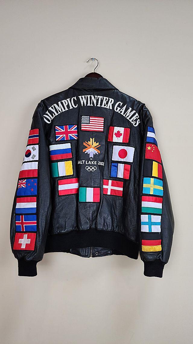 2002 Vintage Salt Lake City Olympic Leather Jacket by THE IGALA N YC | F P MOVEMENT