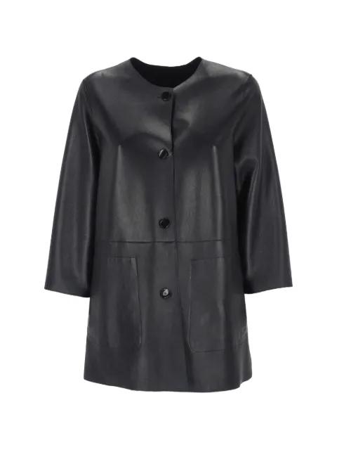 button-fastening leather coat by THE JACKIE LEATHERS