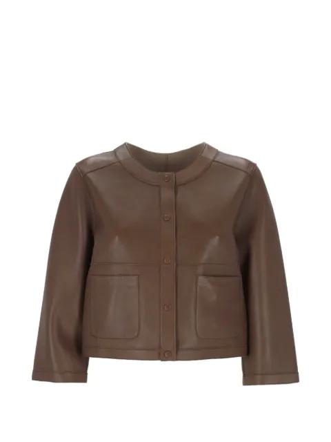 collarless leather jacket by THE JACKIE LEATHERS