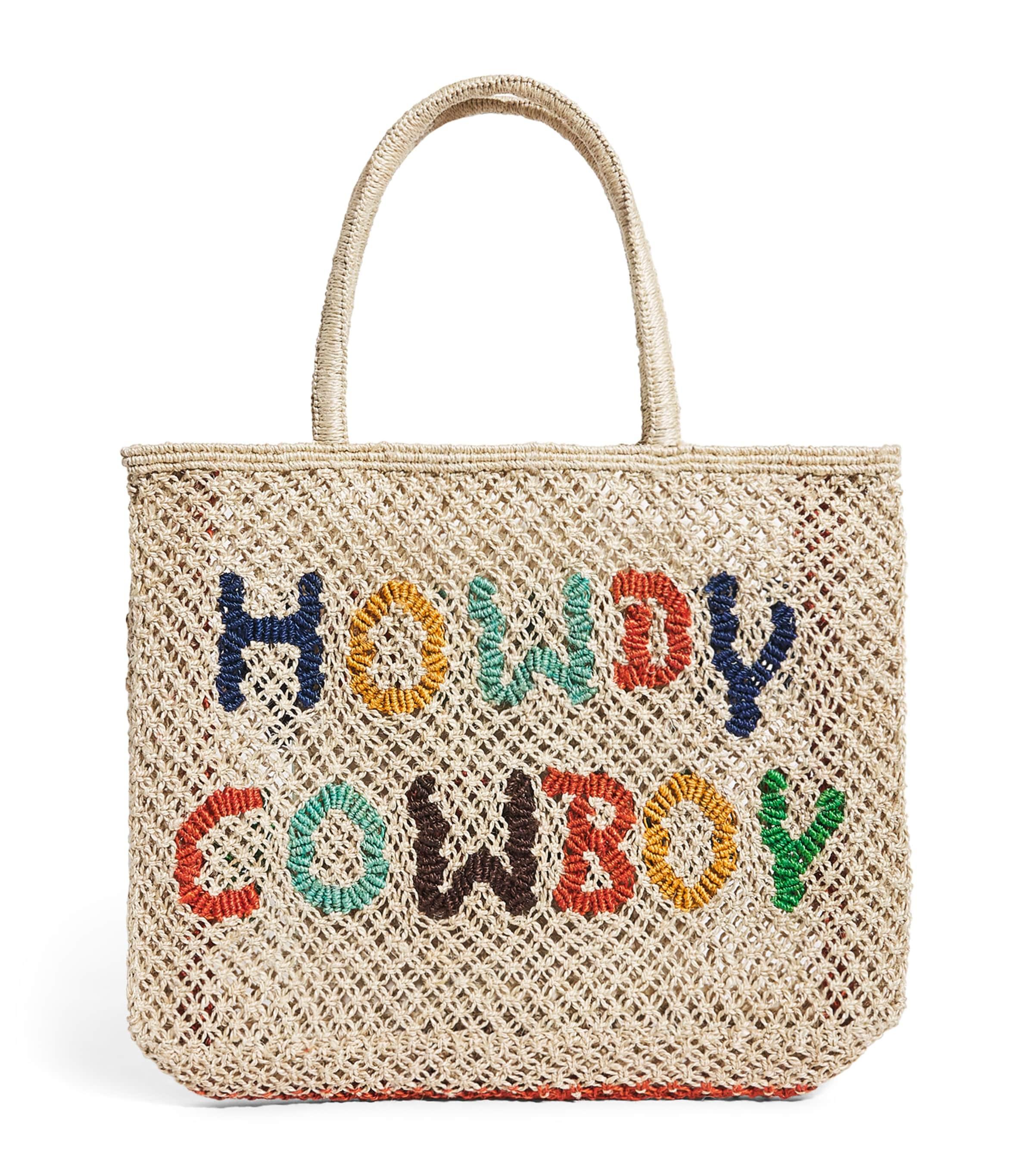 the Jacksons Small Jute Howdy Cowboy Tote Bag by THE JACKSONS