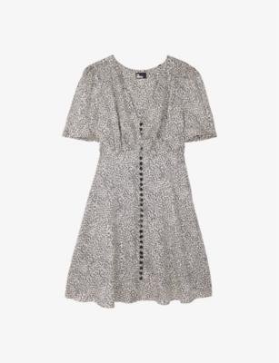 Animal-print button-front woven mini dress by THE KOOPLES