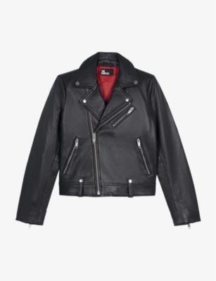 Asymmetric-fastened lambskin-leather biker jacket by THE KOOPLES