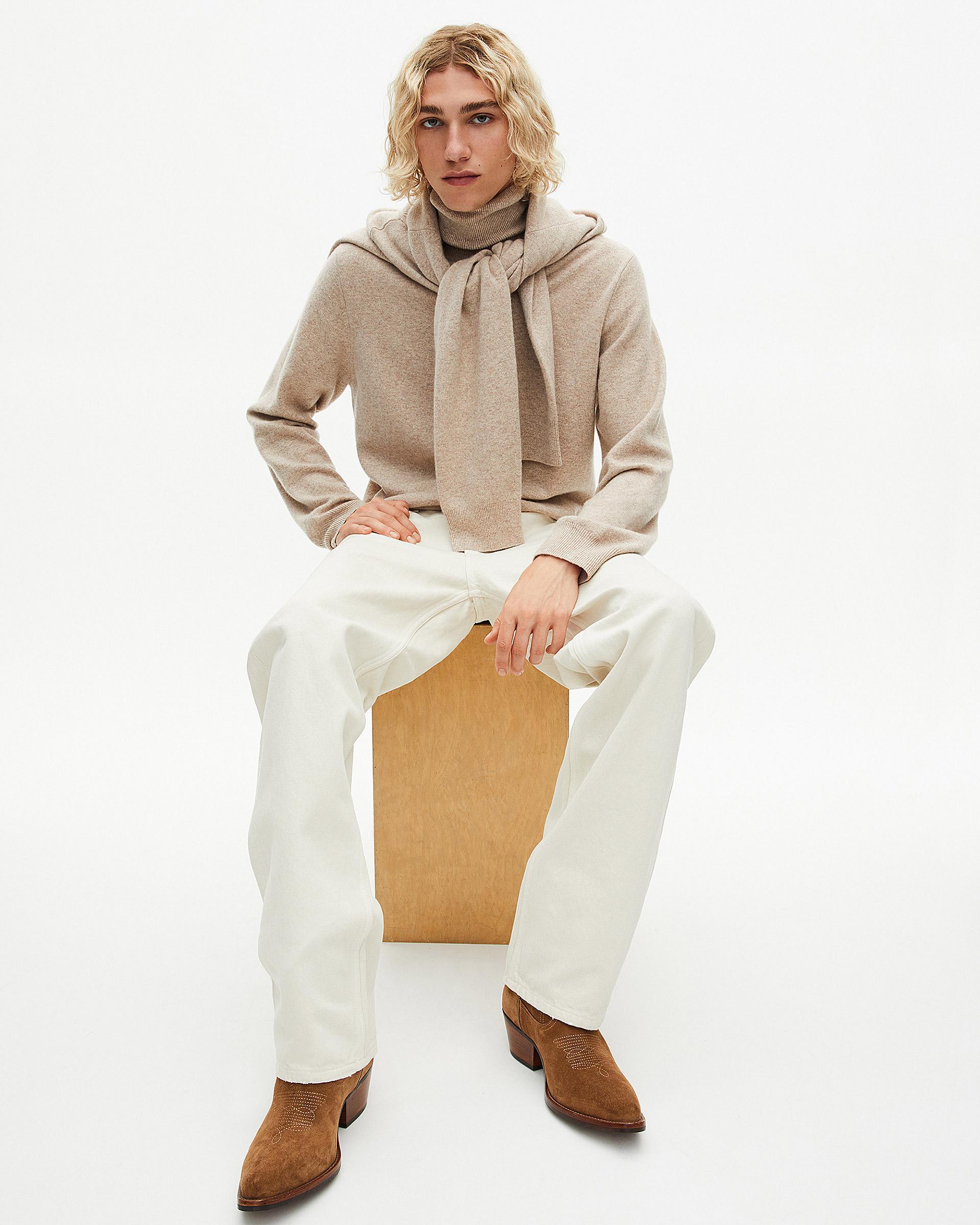 Beige cashmere turtleneck sweater by THE KOOPLES
