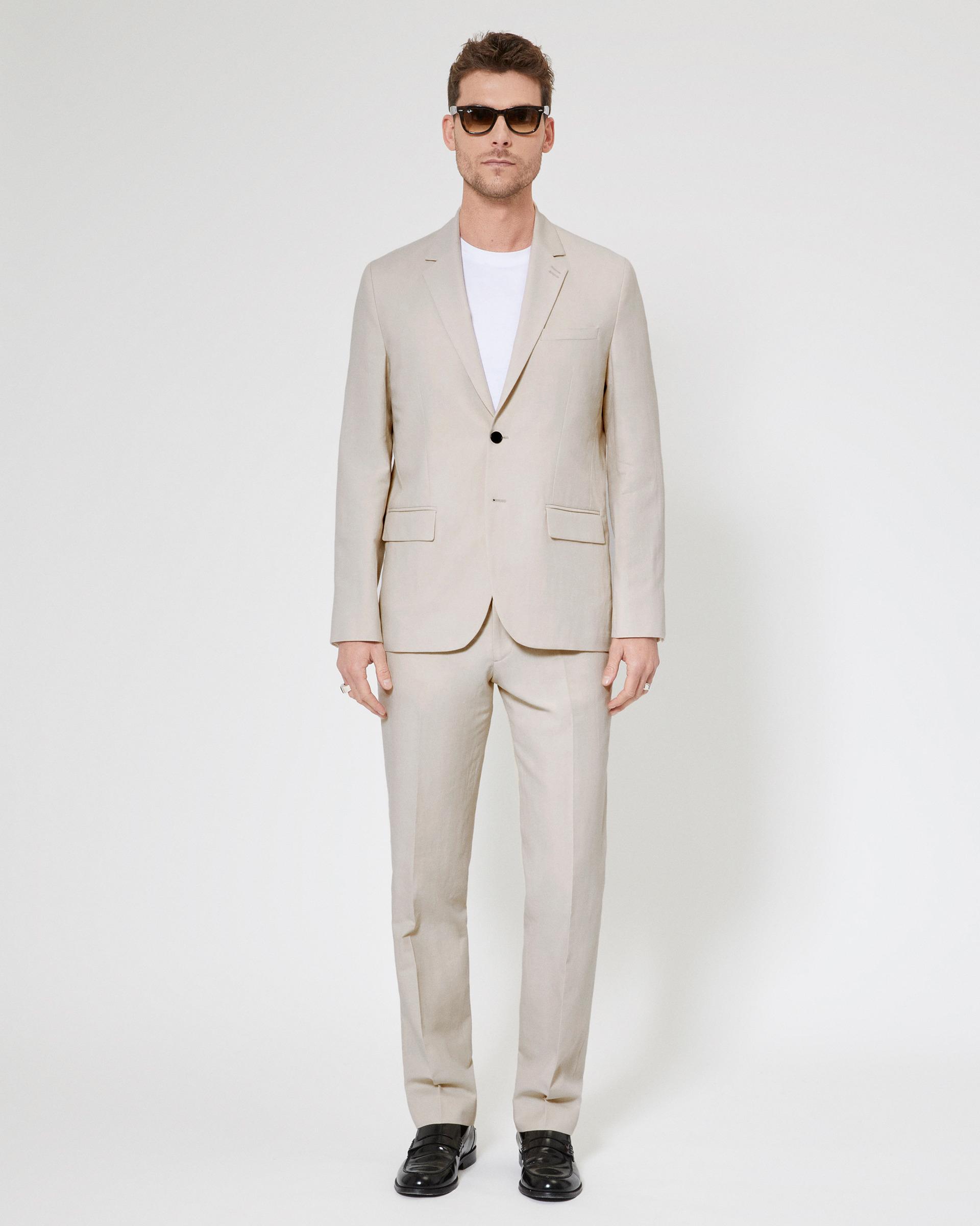 Beige cotton linen suit jacket by THE KOOPLES