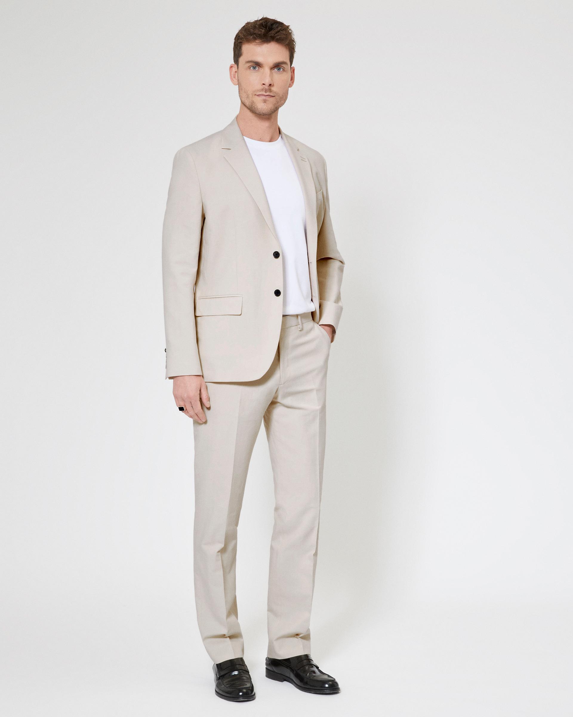 Beige cotton linen suit pants by THE KOOPLES
