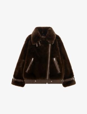 Belted-Hem Faux-Fur Aviator Jacket by THE KOOPLES