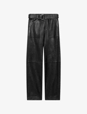 Belted Straight-Leg Leather Trousers by THE KOOPLES