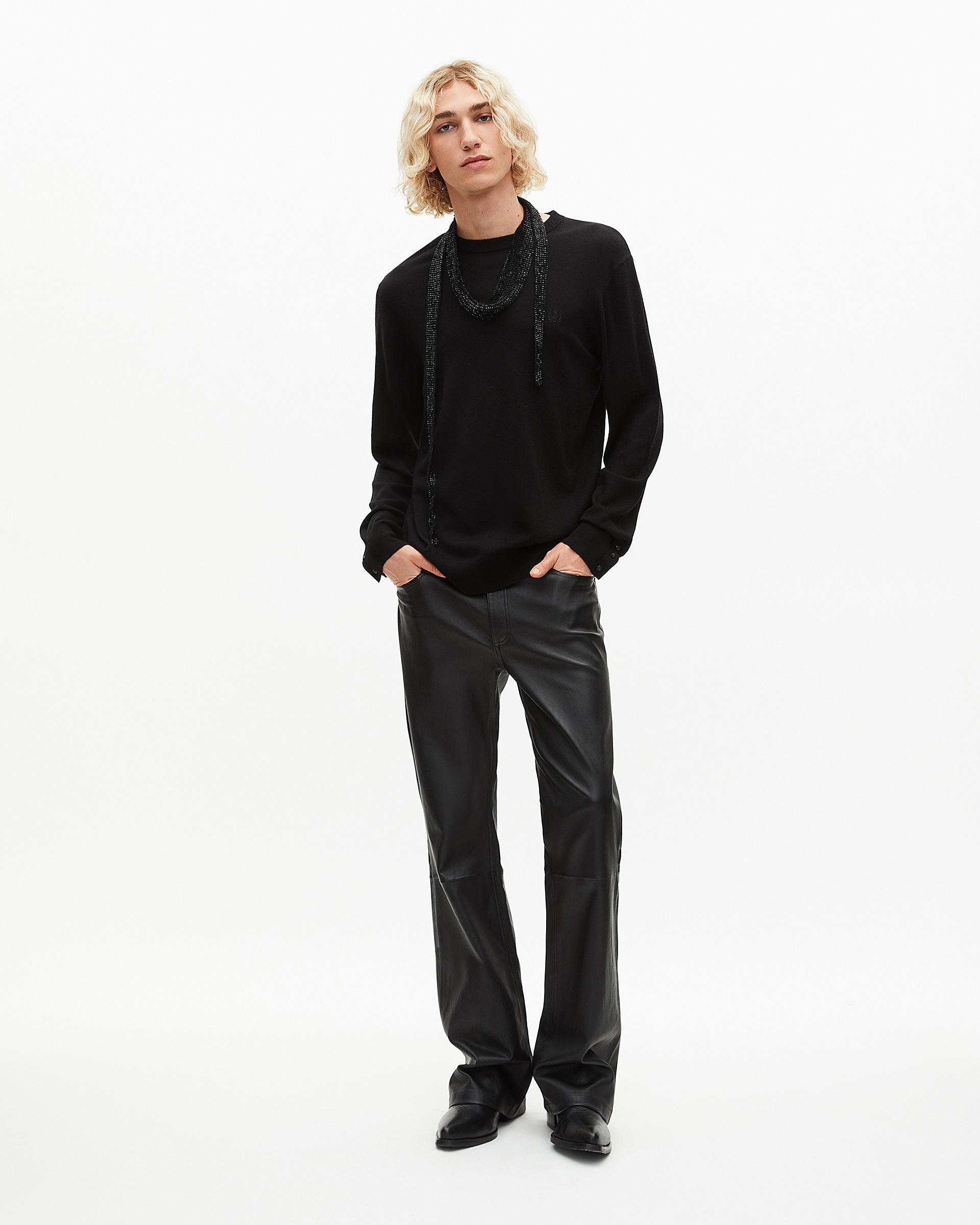 Black merino wool round-neck sweater by THE KOOPLES