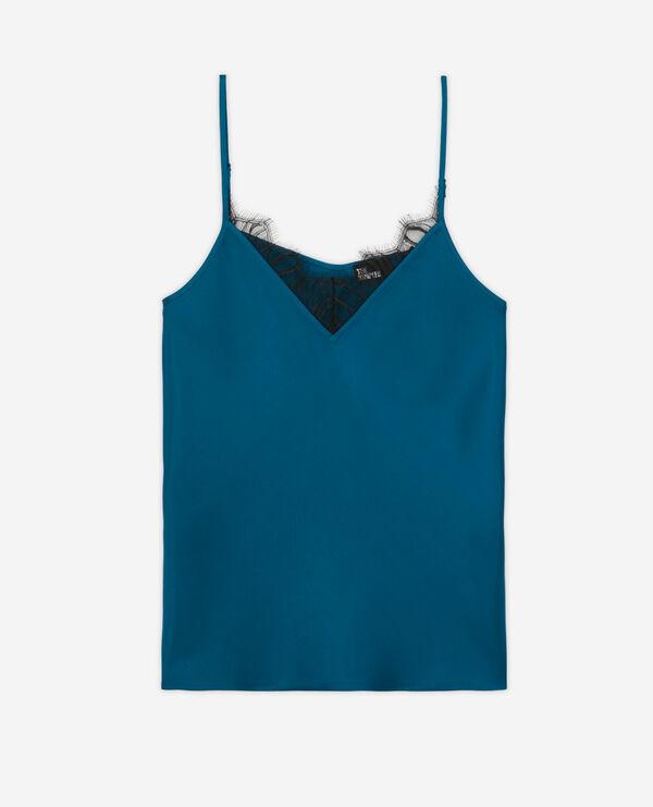 Blue camisole with lace details by THE KOOPLES
