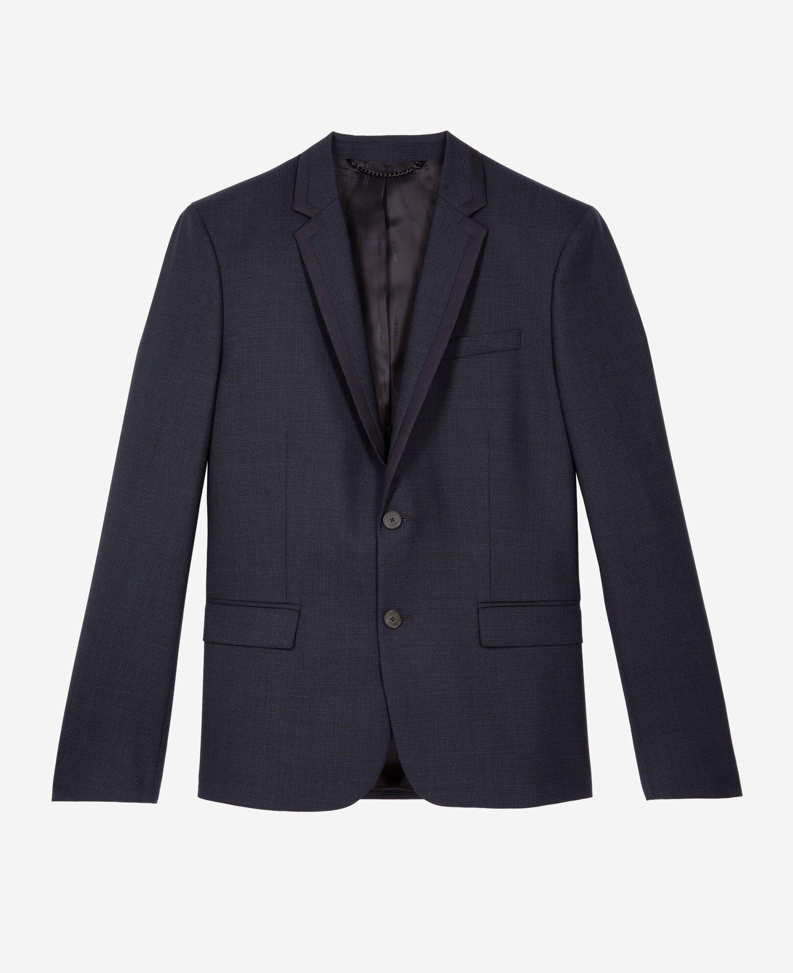 Blue houndstooth wool suit jacket by THE KOOPLES