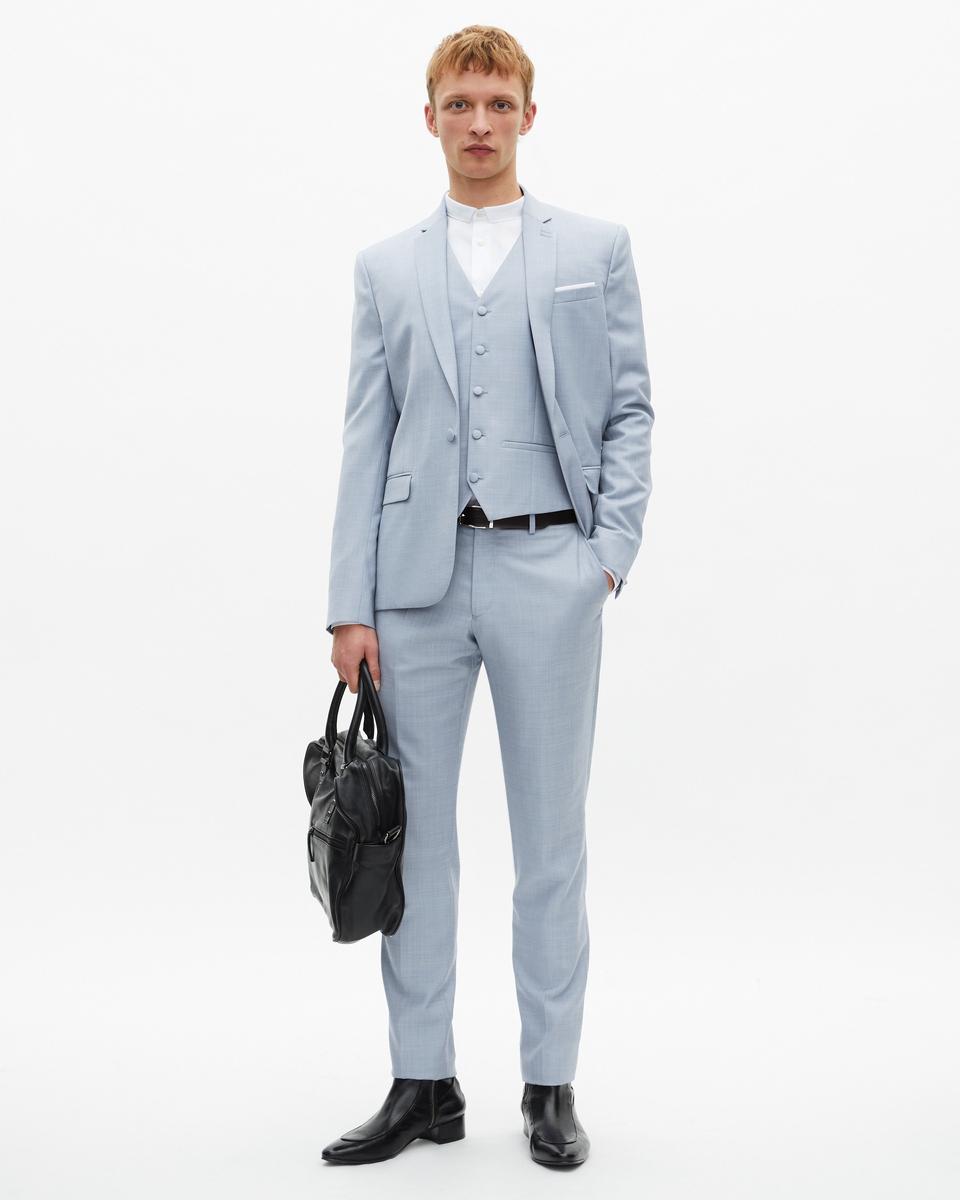 Blue slim fit wool suit jacket by THE KOOPLES