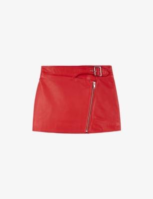 Buckle-Embellished Zipped Leather Mini Skirt by THE KOOPLES