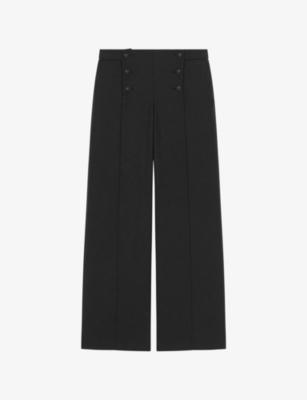 Button-Embellished Straight-Leg High-Rise Woven Trousers by THE KOOPLES