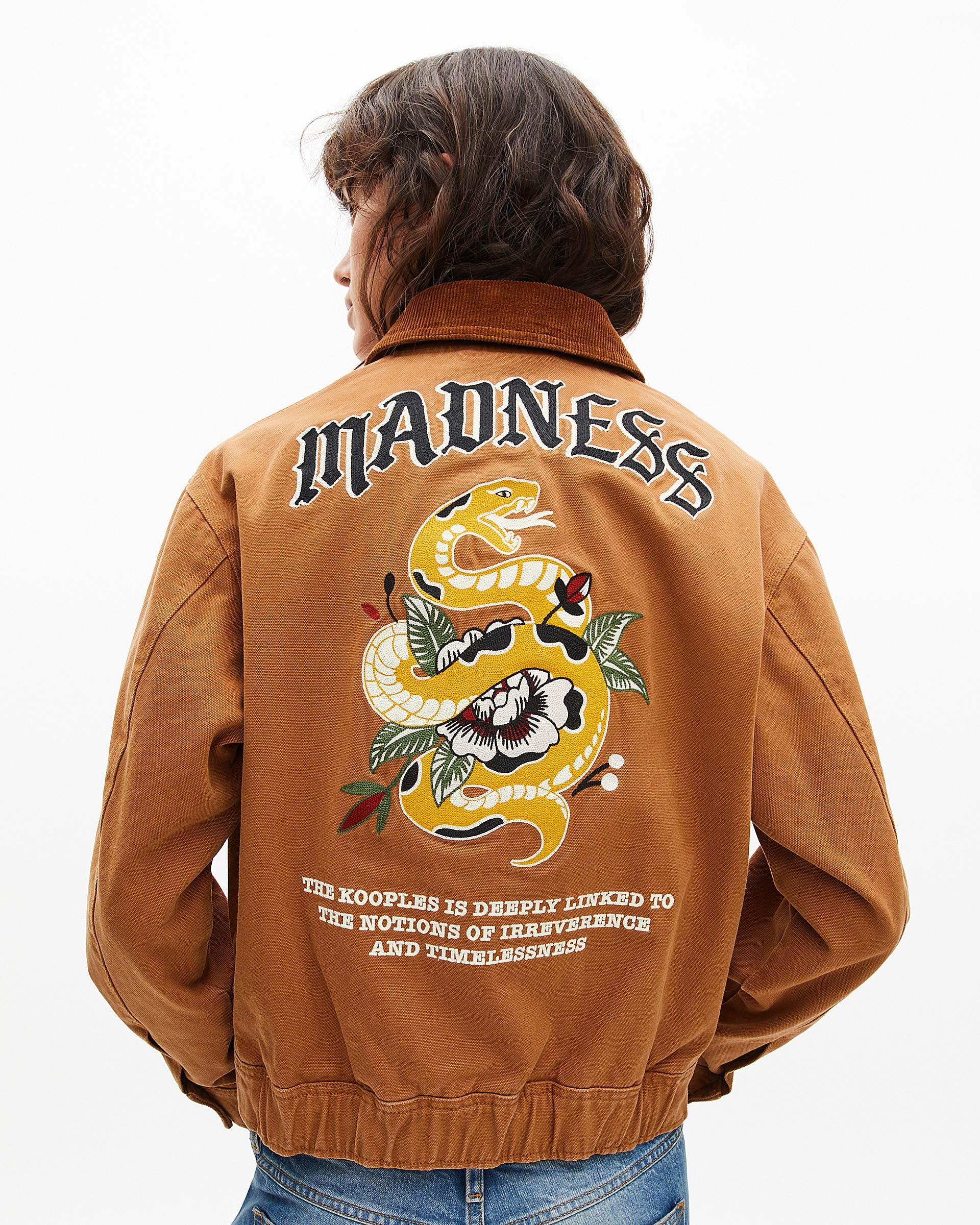 Camel cotton embroidered back jacket by THE KOOPLES