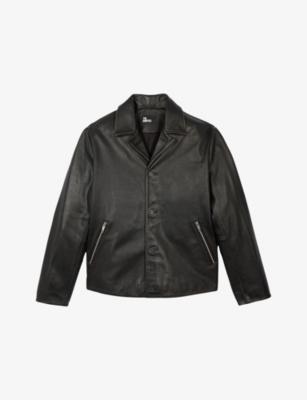 Collared Button-Down Leather Jacket by THE KOOPLES