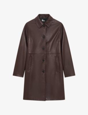 Collared Straight-Cut Leather Jacket by THE KOOPLES