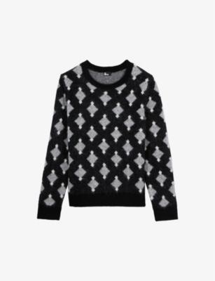 Diamond-pattern round-neck knitted jumper by THE KOOPLES