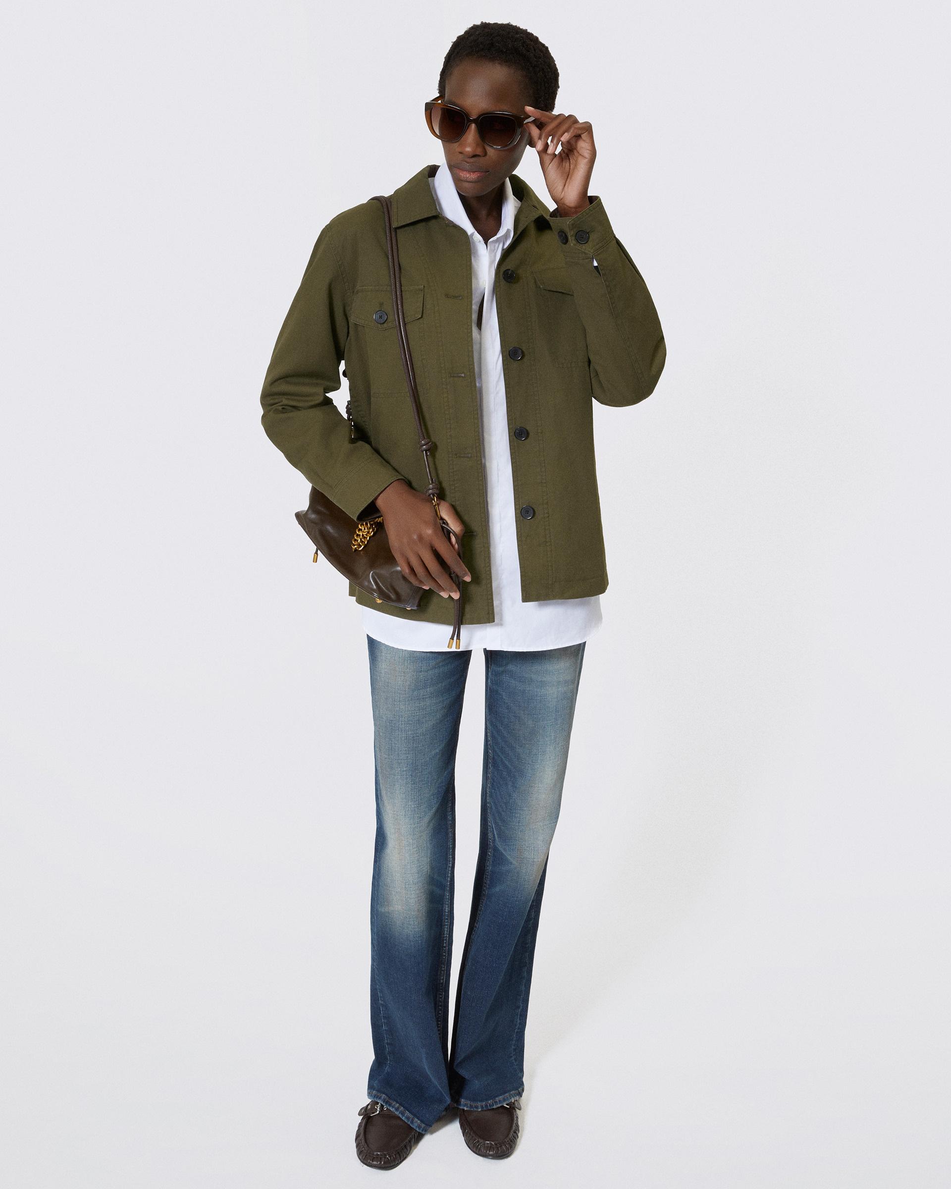 Embroidered back jacket in khaki cotton by THE KOOPLES