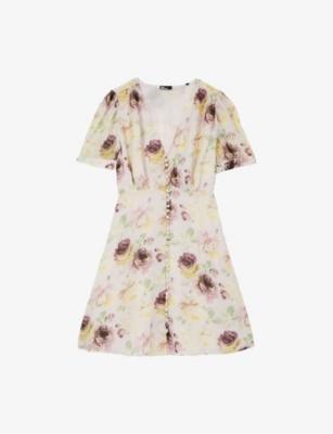 Floral-Print Short-Sleeved Woven Mini Dress by THE KOOPLES
