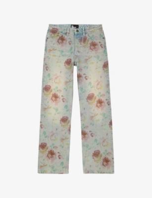 Floral-Print Straight-Leg Mid-Rise Jeans by THE KOOPLES