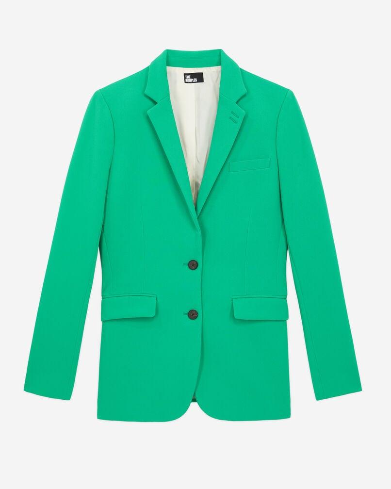 Green crepe suit jacket by THE KOOPLES
