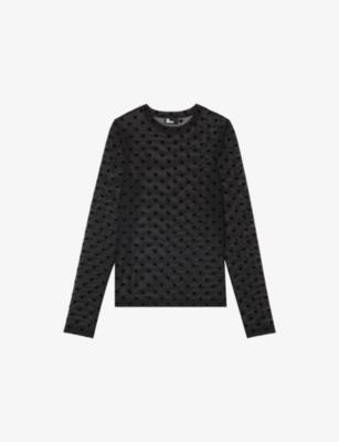 Heart-Pattern Long-Sleeved Mesh Top by THE KOOPLES