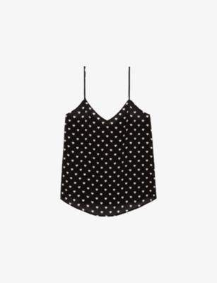 Heart-Print V-Neck Satin Top by THE KOOPLES