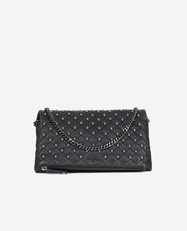 Heritage medium black leather pouch with skulls by THE KOOPLES