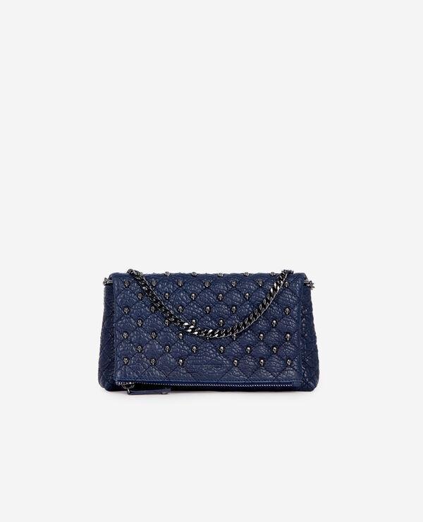 Heritage small navy blue leather pouch with skulls by THE KOOPLES