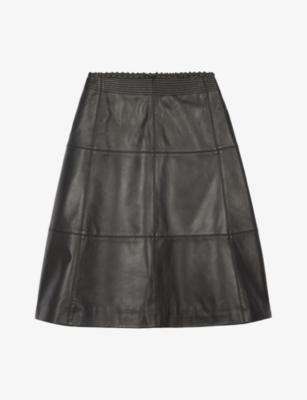 High-Rise A-Line Leather Midi Skirt by THE KOOPLES