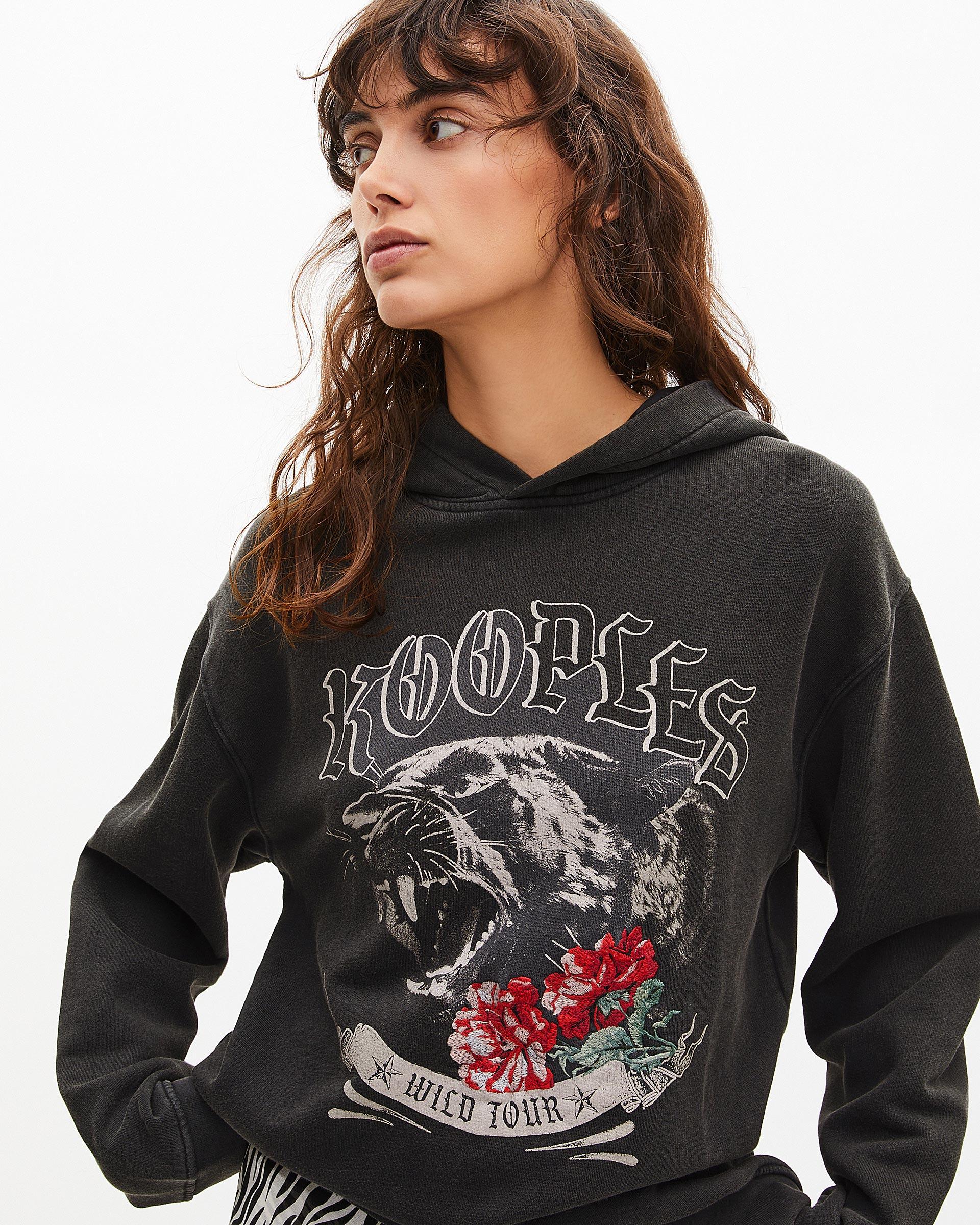 Hooded sweatshirt with black screen print by THE KOOPLES