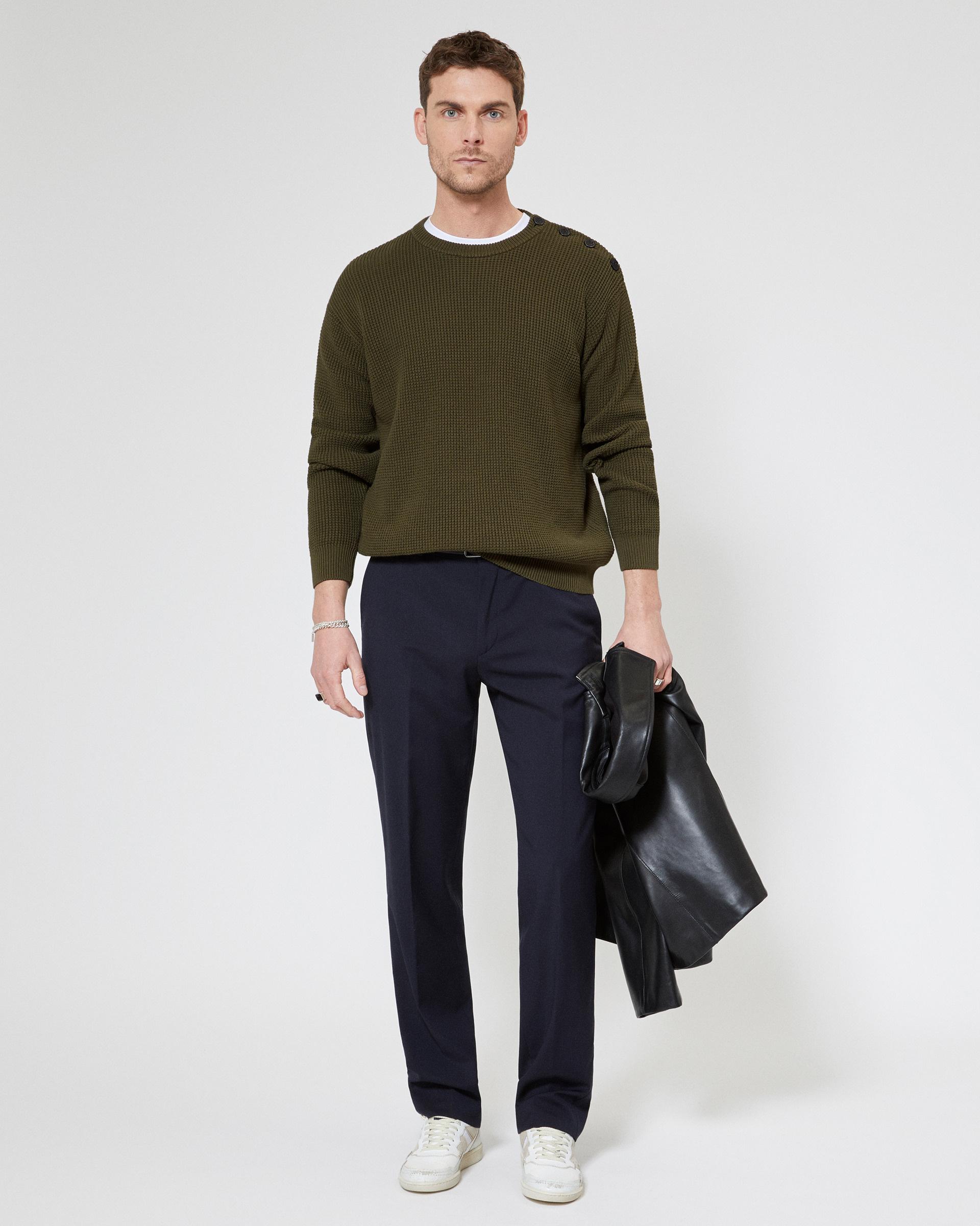 Khaki button placket sweater by THE KOOPLES