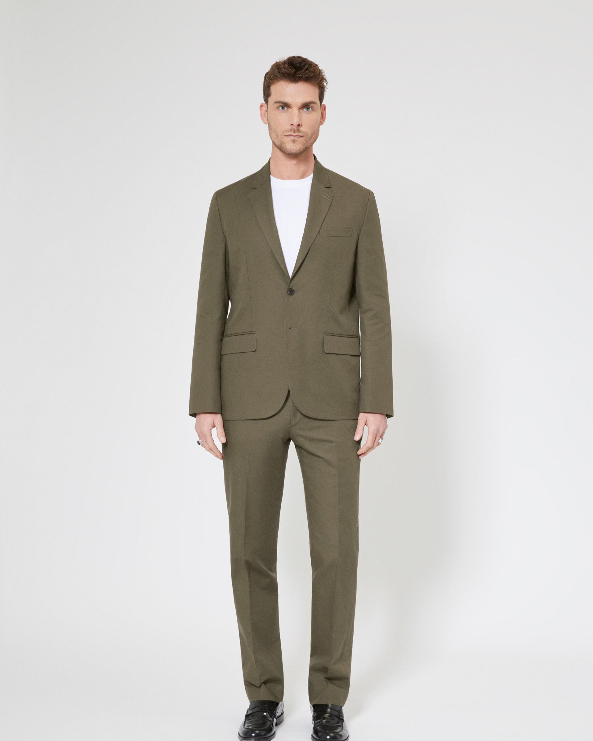Khaki cotton linen suit jacket by THE KOOPLES