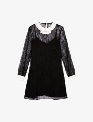 Lace Contrast-Collar Woven Mini Dress by THE KOOPLES