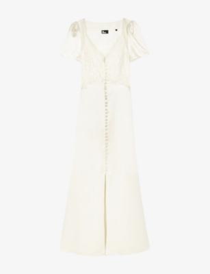 Lace-Embroidered Puff-Sleeve Silk Maxi Dress by THE KOOPLES