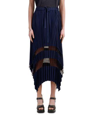 Lace Trim Pleated Midi Skirt by THE KOOPLES