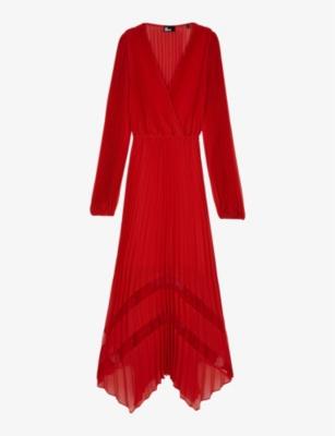 Lace-panel pleated woven maxi dress by THE KOOPLES