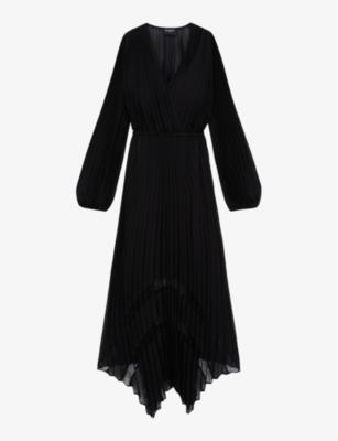 Lace-panel pleated woven maxi dress by THE KOOPLES