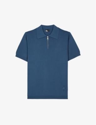 Logo-embroidered zip-neck knitted polo by THE KOOPLES