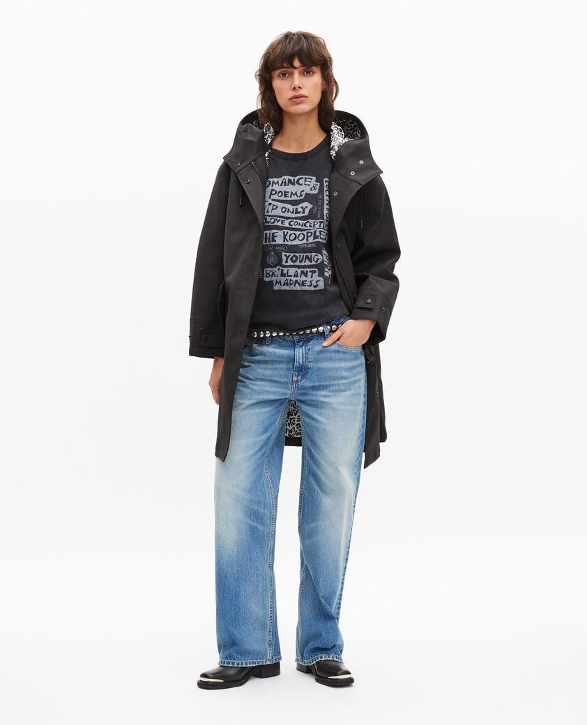 Long black hoodied parka by undefined Long black hoodied parka by undefined