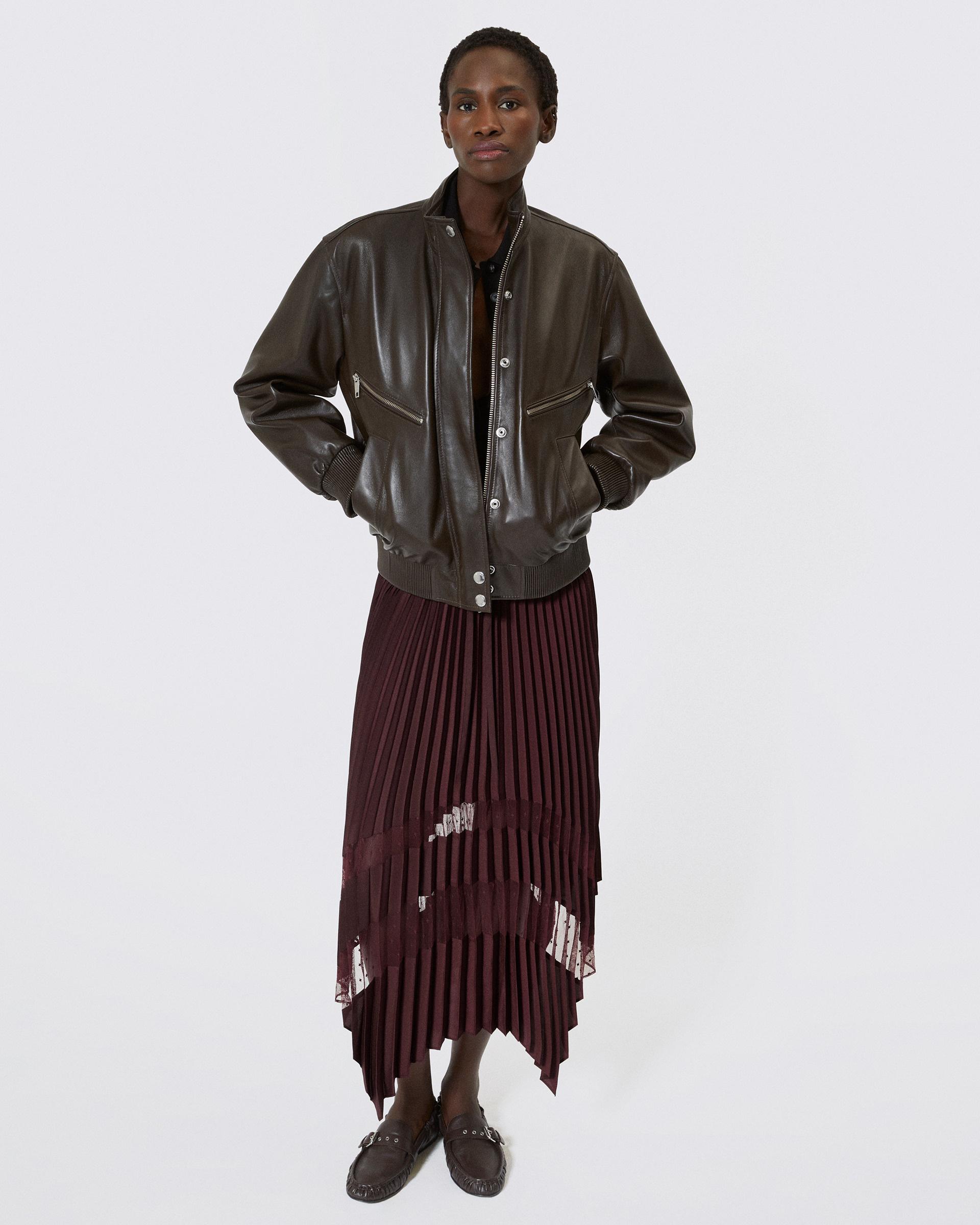 Long burgundy pleated skirt by THE KOOPLES