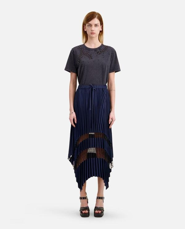 Navy blue long pleated skirt by THE KOOPLES