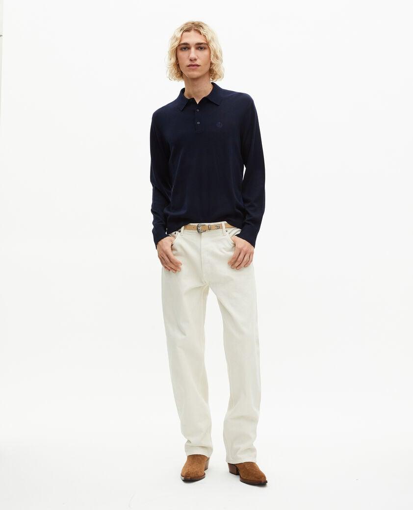 Navy merino wool polo-neck sweater by THE KOOPLES